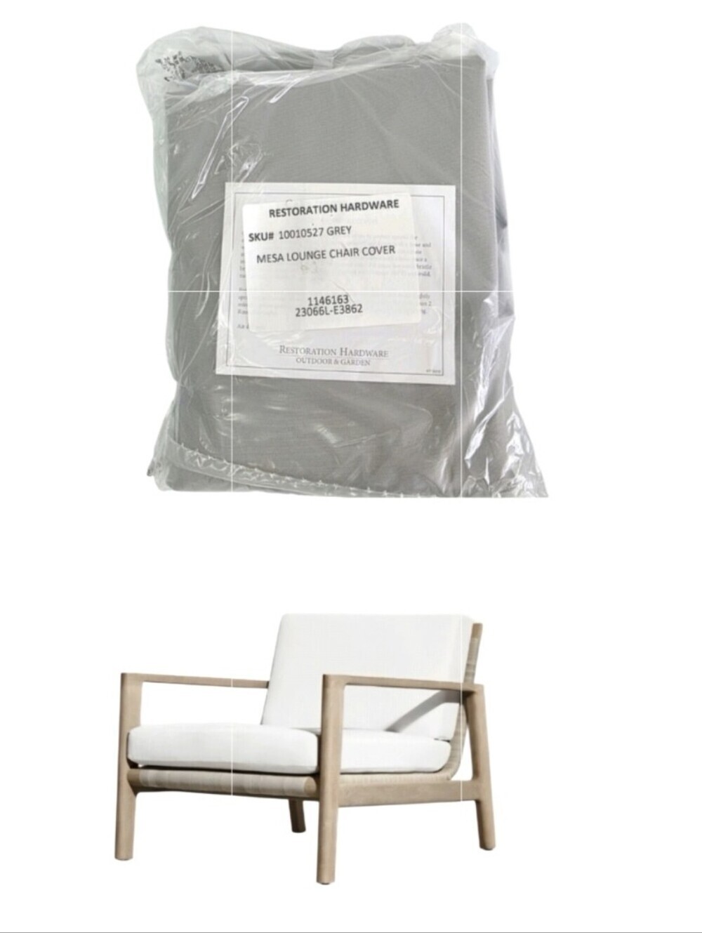 RH Restoration Hardware Mesa Lounge Chair Cover Grey Slipcover NEW 1146163